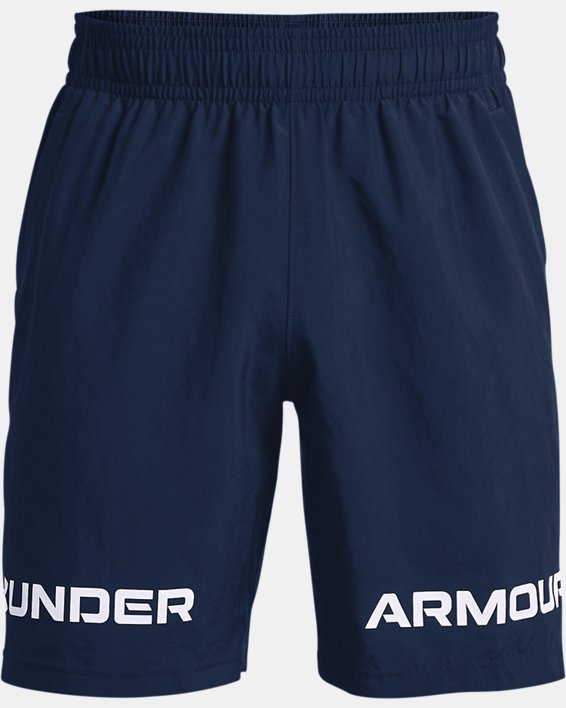 Men's UA Woven Graphic Wordmark Shorts in Blue image number 5